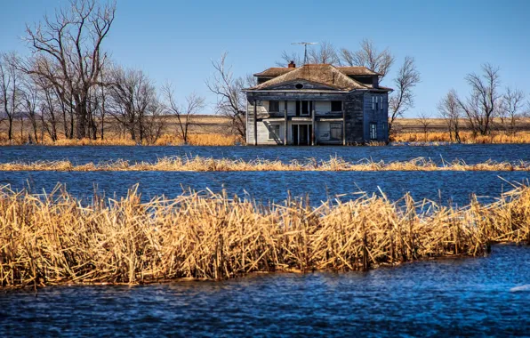 Landscape, river, home