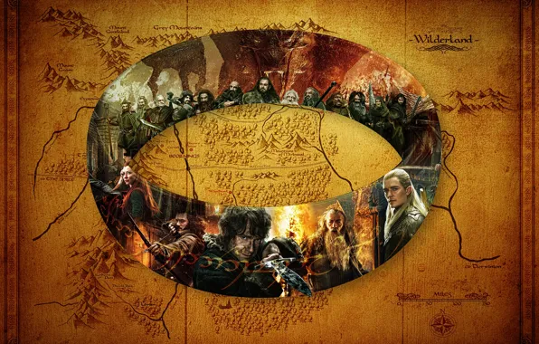 Picture Map, The Hobbit, Bilbo Baggins, Legolas, Tauriel, The One Ring, The Dwarves Of Erebor