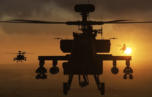 The game, helicopter, Apache, shock, the simulator, "Apache", «Eagle Dynamics», DCS World