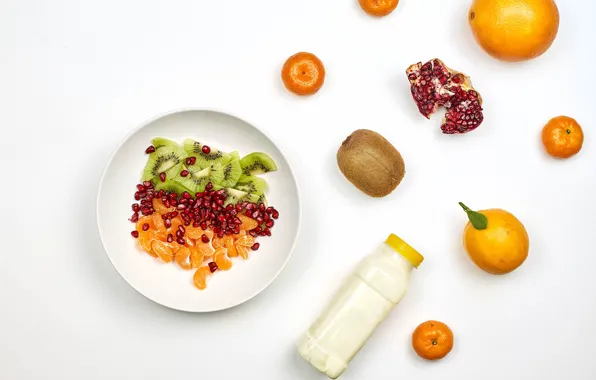 Kiwi, fruit, garnet, tangerines
