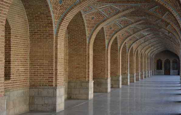 Corridor, Istanbul, Turkey, The blue mosque, arcade