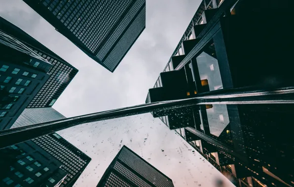 Reflection, The city, Skyscrapers, Building, The building, City, Sky, Architecture