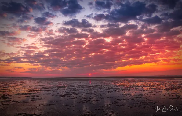 Sea, the sky, the sun, clouds, sunset, shore, Jutta Voetmann-Schlub