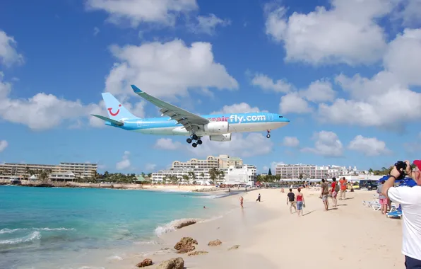Picture beach, photo, the plane, Maho Beach, St Maarten
