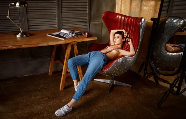 Look, girl, chair, beauty, braces, George Chernyadev, Georgy Chernyadyev, Polina Knyazeva