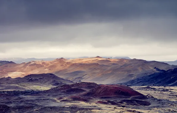 Picture the storm, mountains, desert, horizon, gray clouds