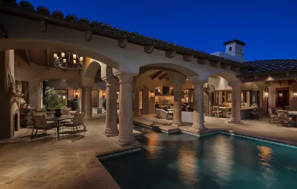 Design, style, furniture, interior, pool, AZ, columns, oven