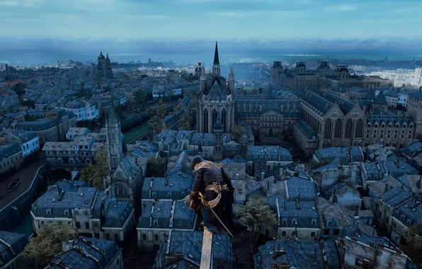 The city, view, Assassin's Creed:Unity
