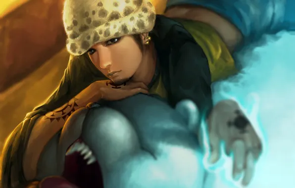 Picture hat, anime, bear, art, guy, tattoo, one piece, jakurin