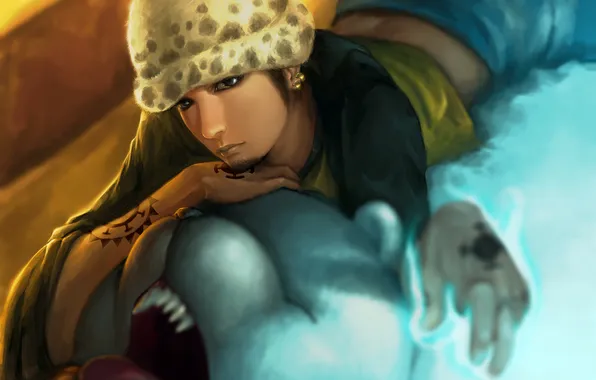 Hat, anime, bear, art, guy, tattoo, one piece, jakurin