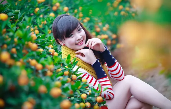 Girl, smile, garden