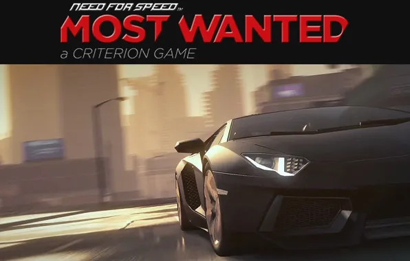 Picture the inscription, race, Lamborghini Aventador, need for speed most wanted 2