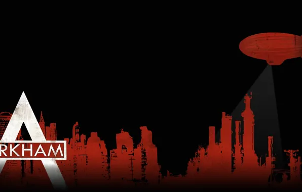 The city, batman, the airship, poster, arkham city