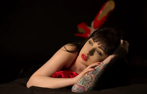 Picture girl, portrait, tattoo