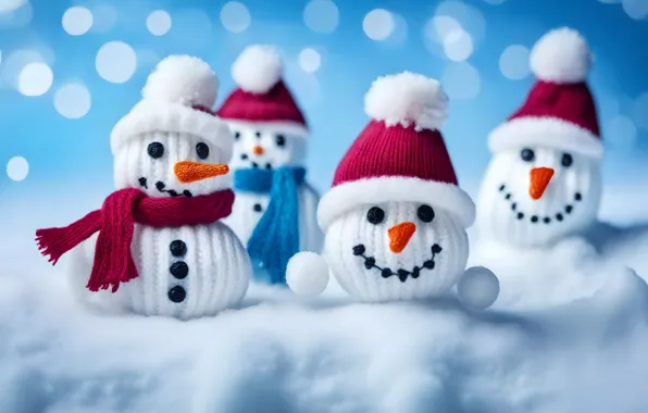 Winter, snow, smile, toys, Christmas, New year, snowmen, snowman