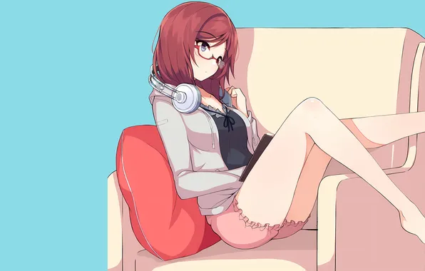 Girl, sexy, cleavage, shorts, red hair, long hair, legs, boobs