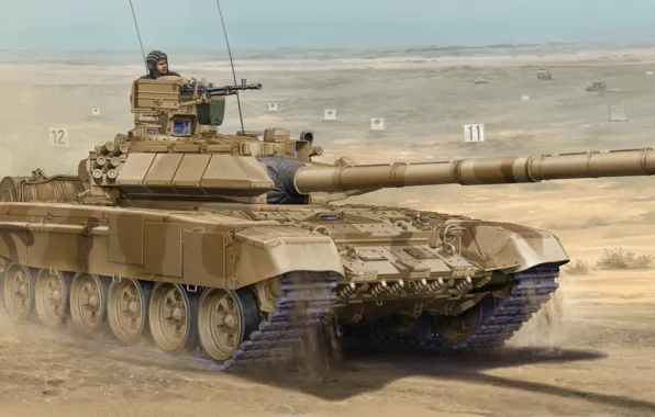 War, art, tank, paining, T-90SA Main Tank