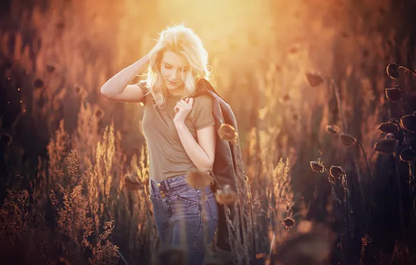 Picture girl, light, nature, Tereza