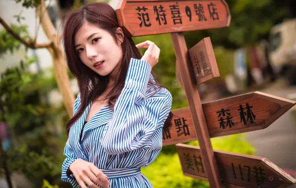 Summer, face, signs, Oriental girl