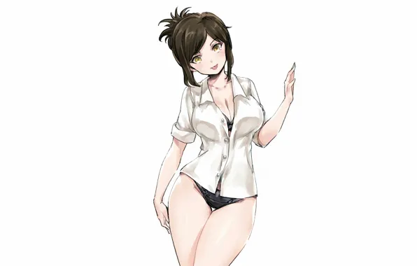 Girl, sexy, lingerie, pantsu, bra, cleavage, panties, brown hair