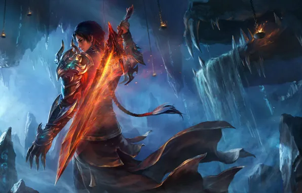 Picture dragon, sword, guy