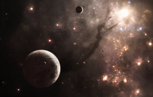 Space, planet, satellites