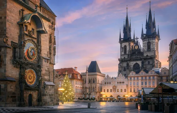 The city, holiday, building, new year, home, Christmas, Prague, Czech Republic