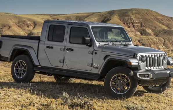 Wallpaper car, machine, mountains, grey, side, pickup, grey, Jeep for ...