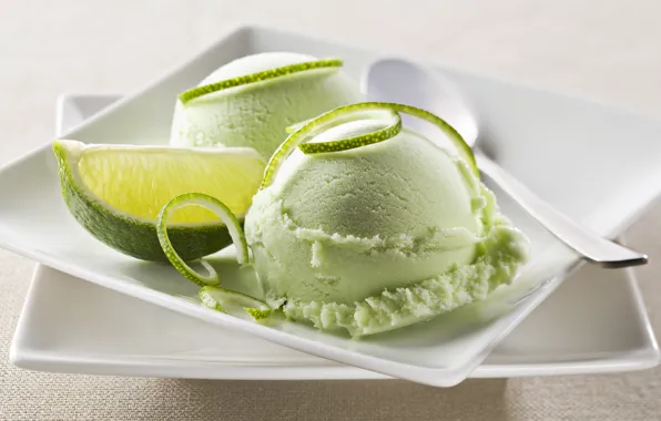 Ice cream, lime, citrus