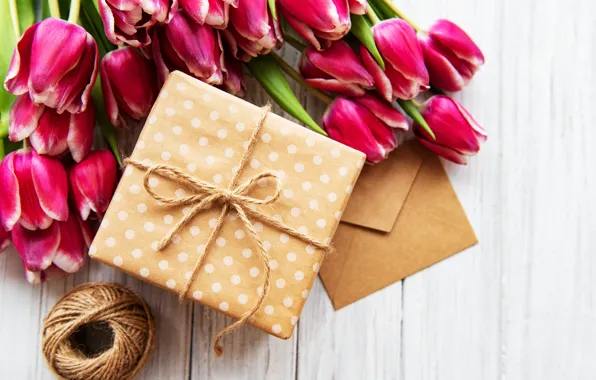 Gift, bouquet, tulips, the envelope, Olena Rudo