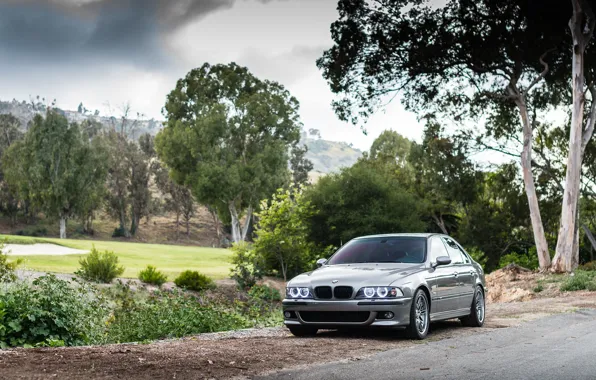 Bmw, silver, e39, headlights, M5