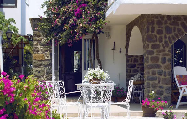 Picture flowers, house, beautiful