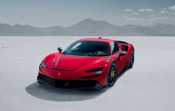 Ferrari, Red, Front, Mountain, Snow, Novitec, 2022, SF90