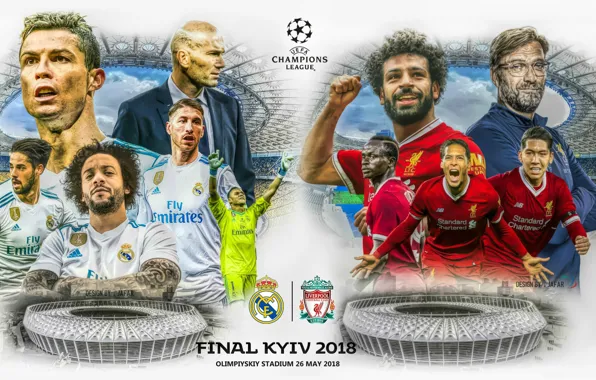 Football, poster, 2018, Kiev, Liverpool, Champions League, Real Madrid, The final