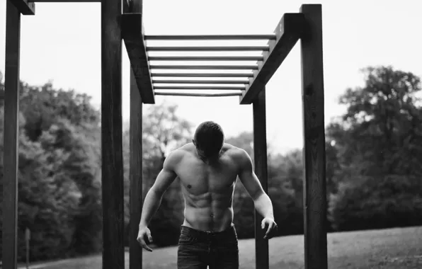 Body, b/W, black and white, male, guy, torso, the horizontal bar