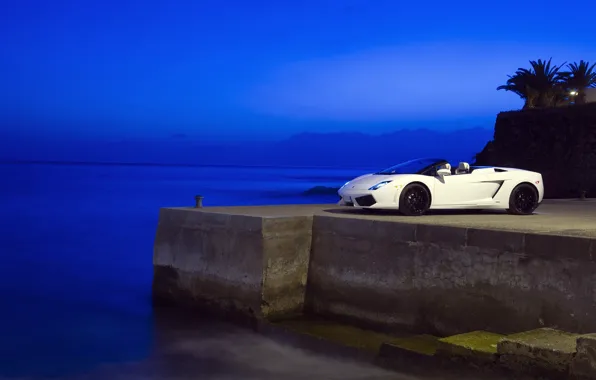 Sea, blue, The evening, Lamborghini