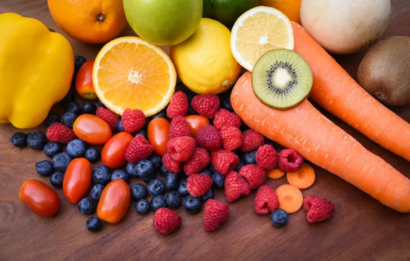 Berries, raspberry, Board, Apple, food, oranges, kiwi, harvest