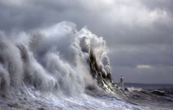 Picture sea, wave, lighthouse