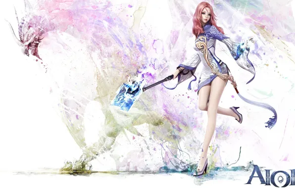 Picture girl, magic, the game, Aion