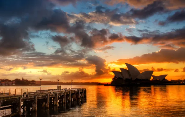 Sunset, Australia, Sydney, sunset, Australia, Sydney, Opera House, Docks