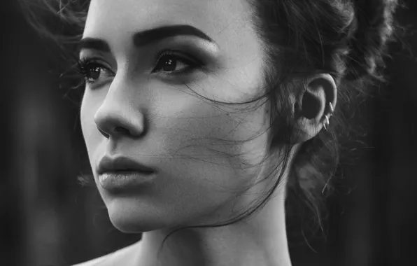 Look, girl, portrait, photographer, Mary, Anastasia Lis, black and white photo
