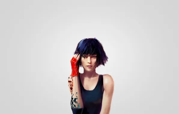 Picture girl, art, Mirror's Edge, Faith, Faith, red glove, Mirror face