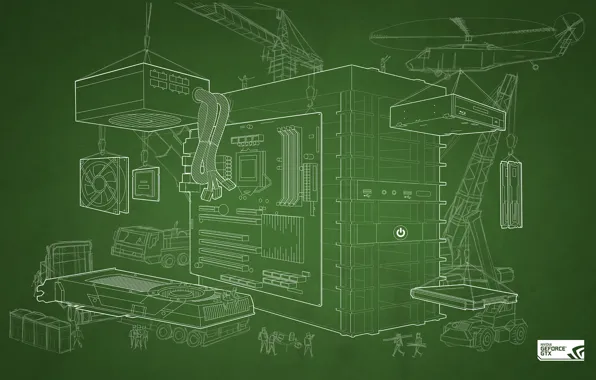 GTX, GeForce, NVIDIA, DIY Blueprint Wallpaper