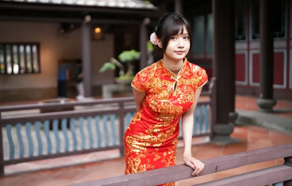 Picture girl, dress, Asian