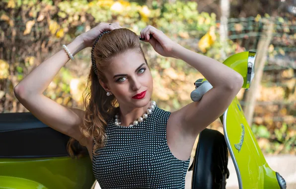 Look, pose, model, portrait, hands, makeup, dress, hairstyle