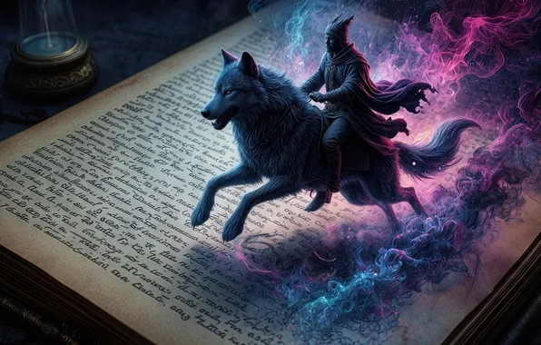 Magic, wolf, book, wolf rider