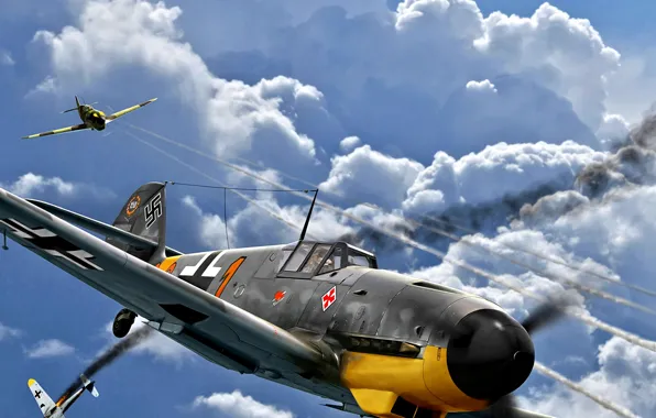 Messerschmitt, WWII, Gustav, Bf.109G-2, III./JG52, Hermann Graf
