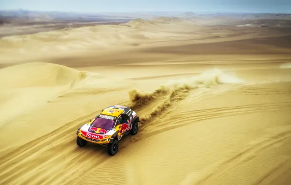 Sand, Auto, Sport, Machine, Race, Peugeot, Red Bull, 300
