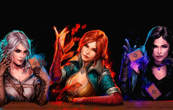 Picture card, magic, magic, witcher, Triss Merigold, Yennefer, CRIS, Triss