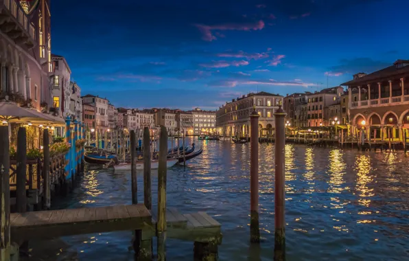 Picture lights, home, the evening, Italy, Venice, channel